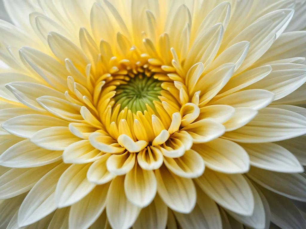 Крупный план лепестков яркой хризантемы, демонстрирующий их тонкую структуру и символическое значение для гармонии и энергии в доме согласно феншуй.