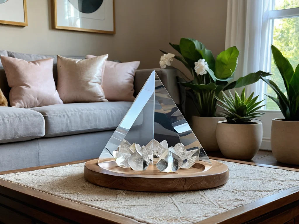 Гармоничное размещение заряженных кристаллов в различных зонах домашнего интерьера, например, в гостиной или спальне, согласно принципам феншуй для активации положительной энергии и баланса.