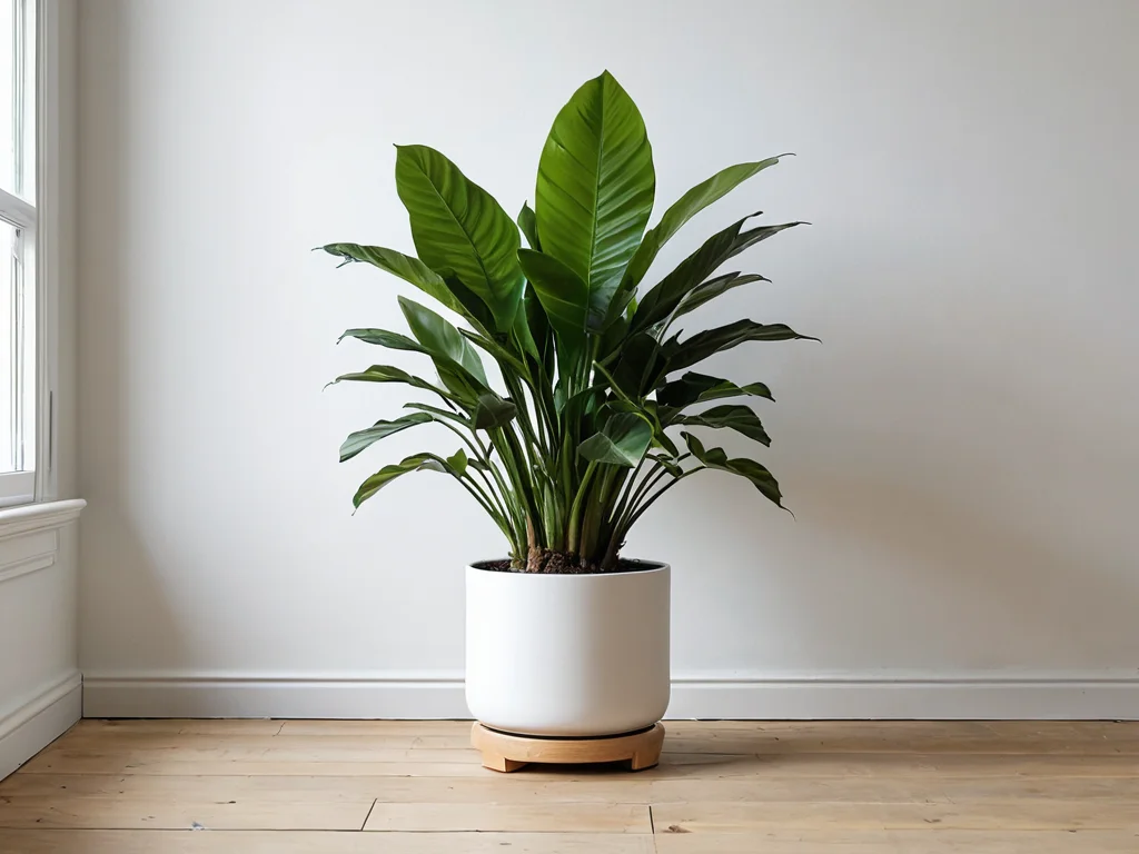 Изображение идеально подобранной пары: пышное комнатное растение в гармоничном горшке, где их формы, цвета и текстуры создают синергию и способствуют процветанию согласно принципам феншуй.