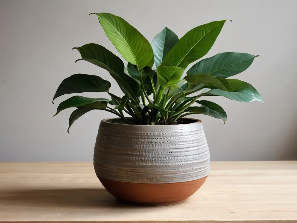 Коллекция горшков, выполненных из различных природных материалов: пористой терракоты, гладкой керамики, теплого дерева, блестящего металла и прозрачного стекла, иллюстрирующая, как каждый материал усиливает нужную энергию по феншуй.