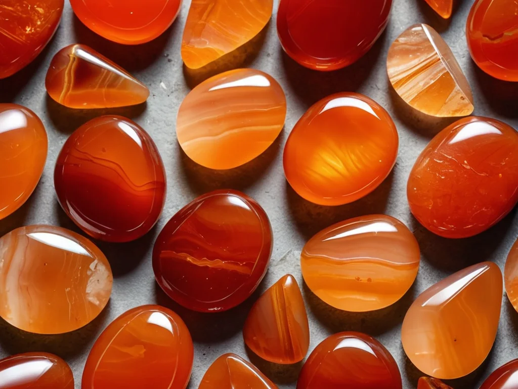 Gros plan d'une pierre de cornaline ternie ou endommagée, peut-être avec des fissures ou une couleur délavée, symbolisant les erreurs courantes des débutants dans l'entretien, telles que l'exposition prolongée à la lumière directe du soleil.