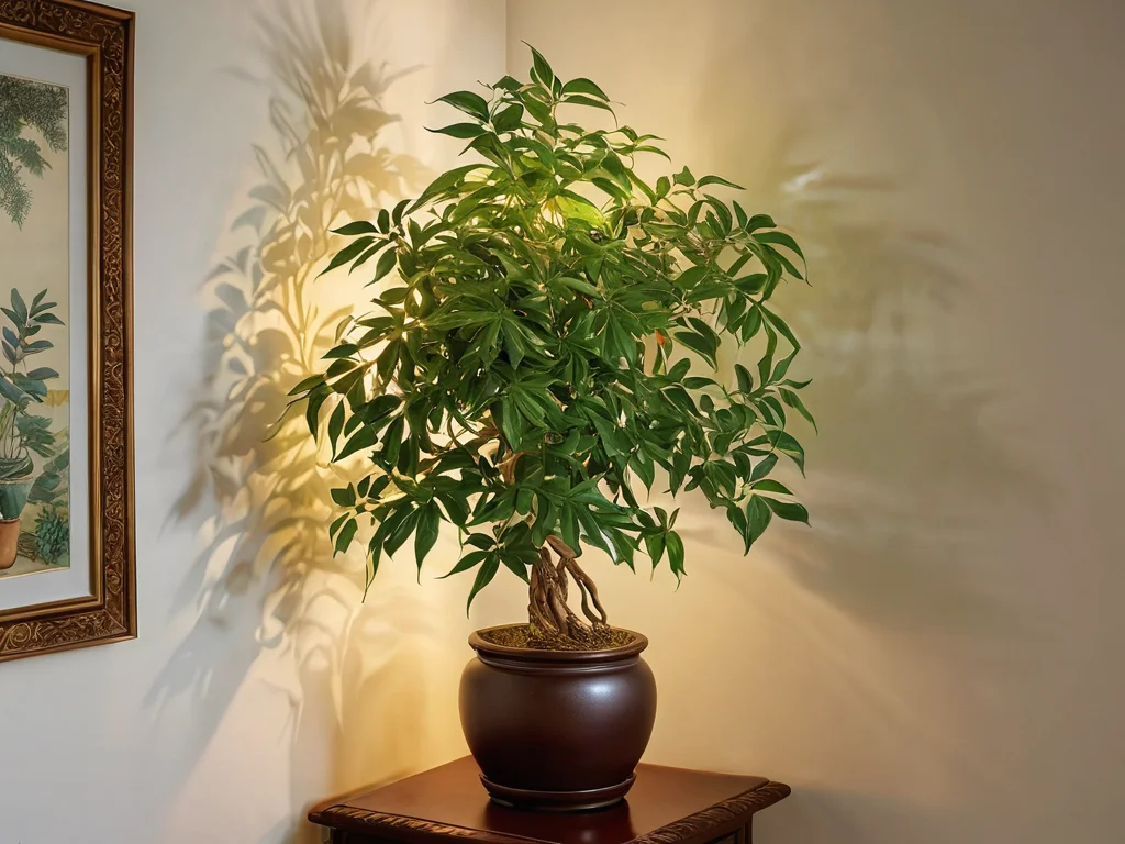 Идеально оформленный по Феншуй уголок дома с пышными вьющимися растениями, размещенными в зонах, способствующих привлечению удачи и благополучия, демонстрируя, как правильное расположение лиан может усилить позитивную энергию.