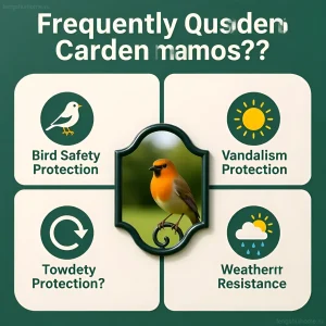 Иллюстрация: декоративное зеркало в саду с сидящей птицей, демонстрирующее защиту от столкновений и вандализма.